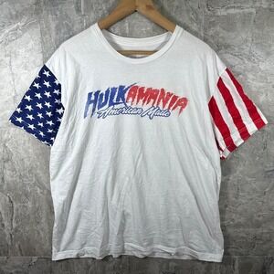 WWE Hulk Hogan Stars & Stripes T-Shirt White Mens Size XL #wrestling #hulkamania